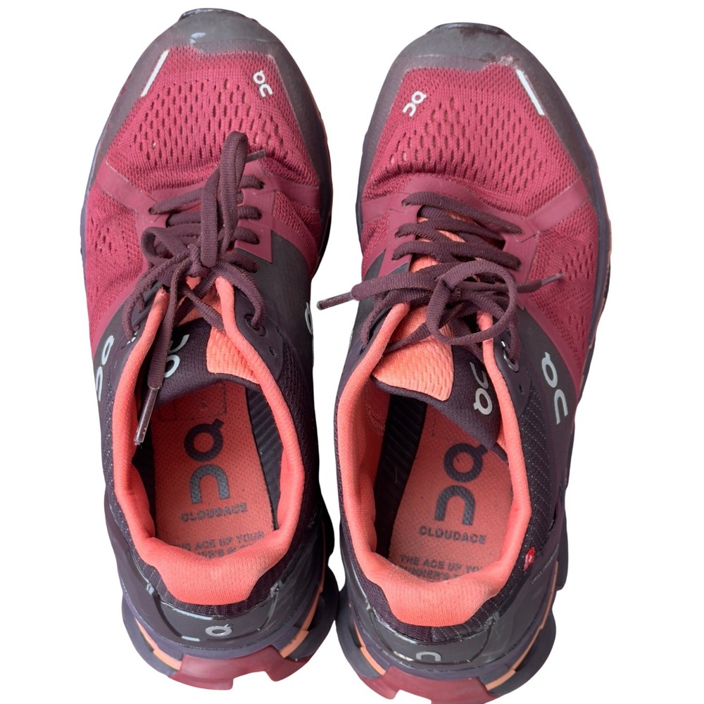 On Cloudace Running Shoes Womens Burgundy Coral Stability Sneakers Reflective